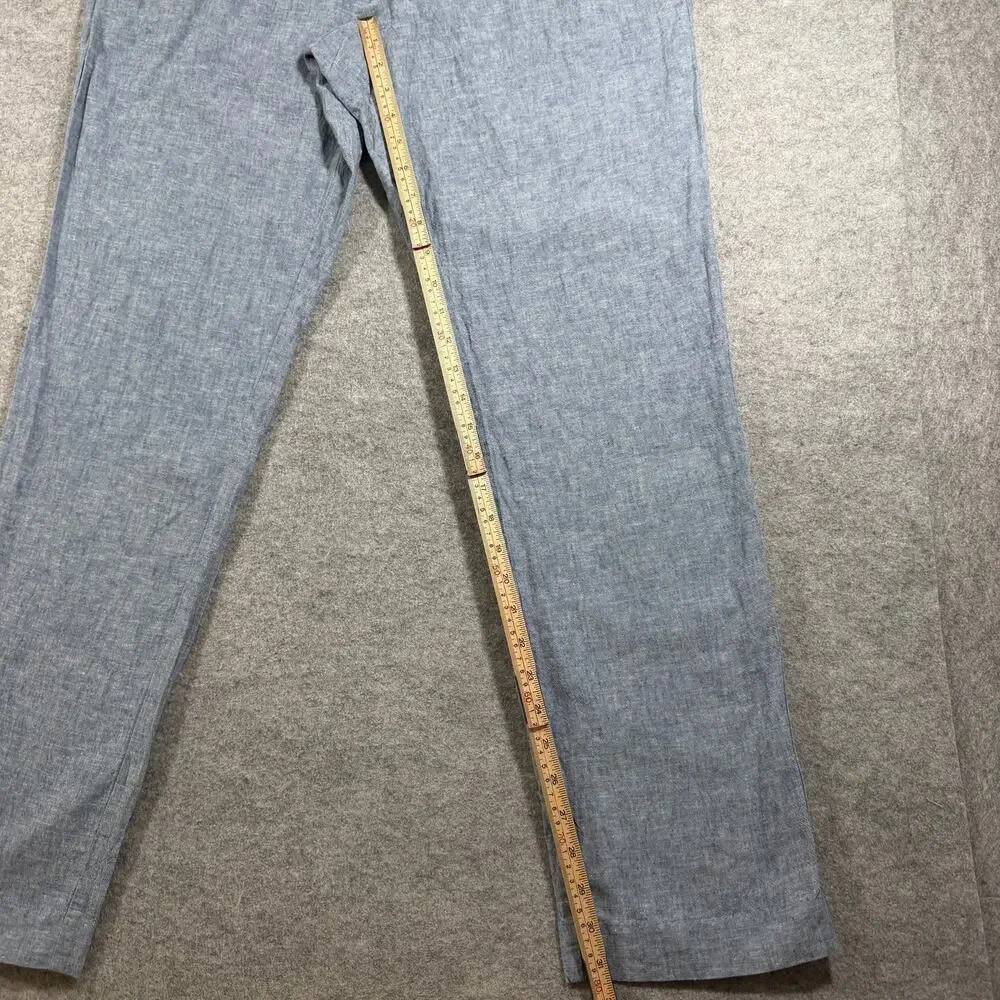 Perry Ellis Portfolio Pants Mens 34x32 Blue Linen Cotton Slim Fit Dress Chino